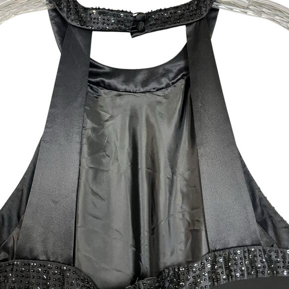 Jones New York Sleeveless Beaded High Neck Black Midi DressLow Cut Back  12 3025 - Picture 6 of 8